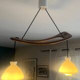 Suspension Rispal en bois avec globes opalin