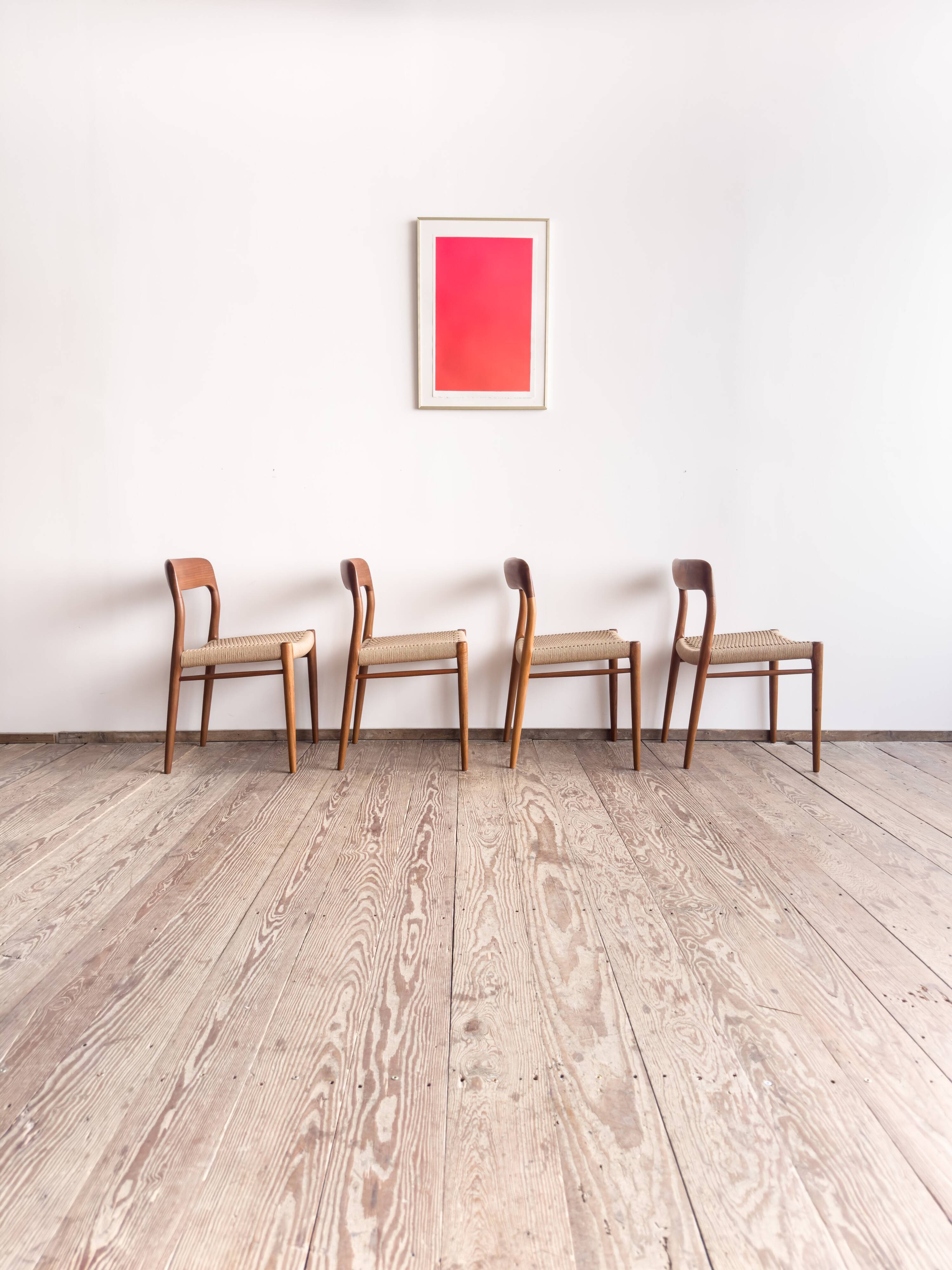 Set of 4 chairs #75 in teak by Niels O. Møller, JL Moller, Mid Century