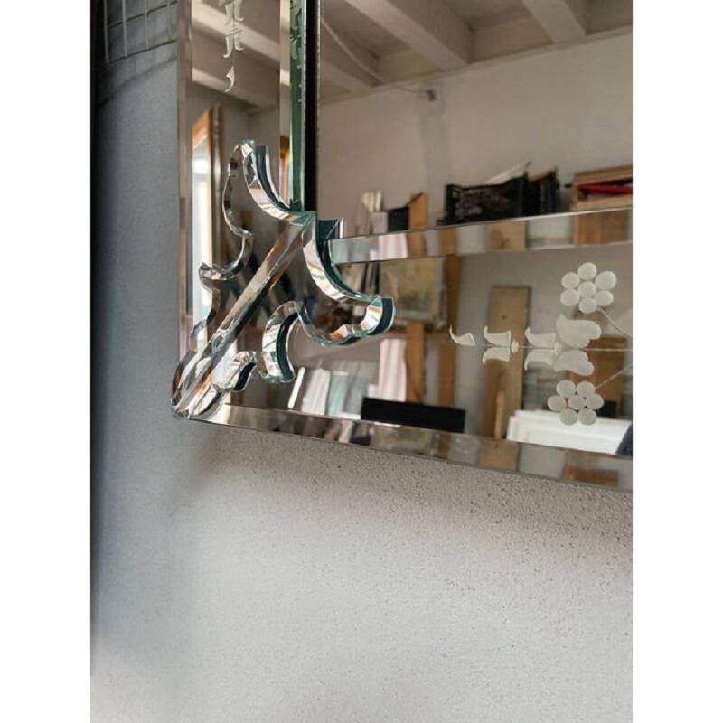 Venetian Rectangular Hand-Carving Wall Mirror Murano Glass Style