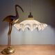 Vintage pale yellow opaline lampshade pendant light