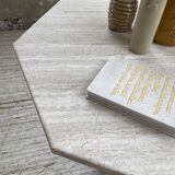 Octagonal travertine coffee table