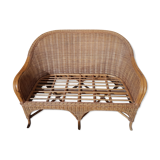 Vintage 2-seater rattan bench