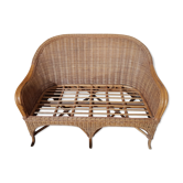 Banquette rotin 2 places vintage