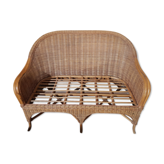 Vintage 2-seater rattan bench
