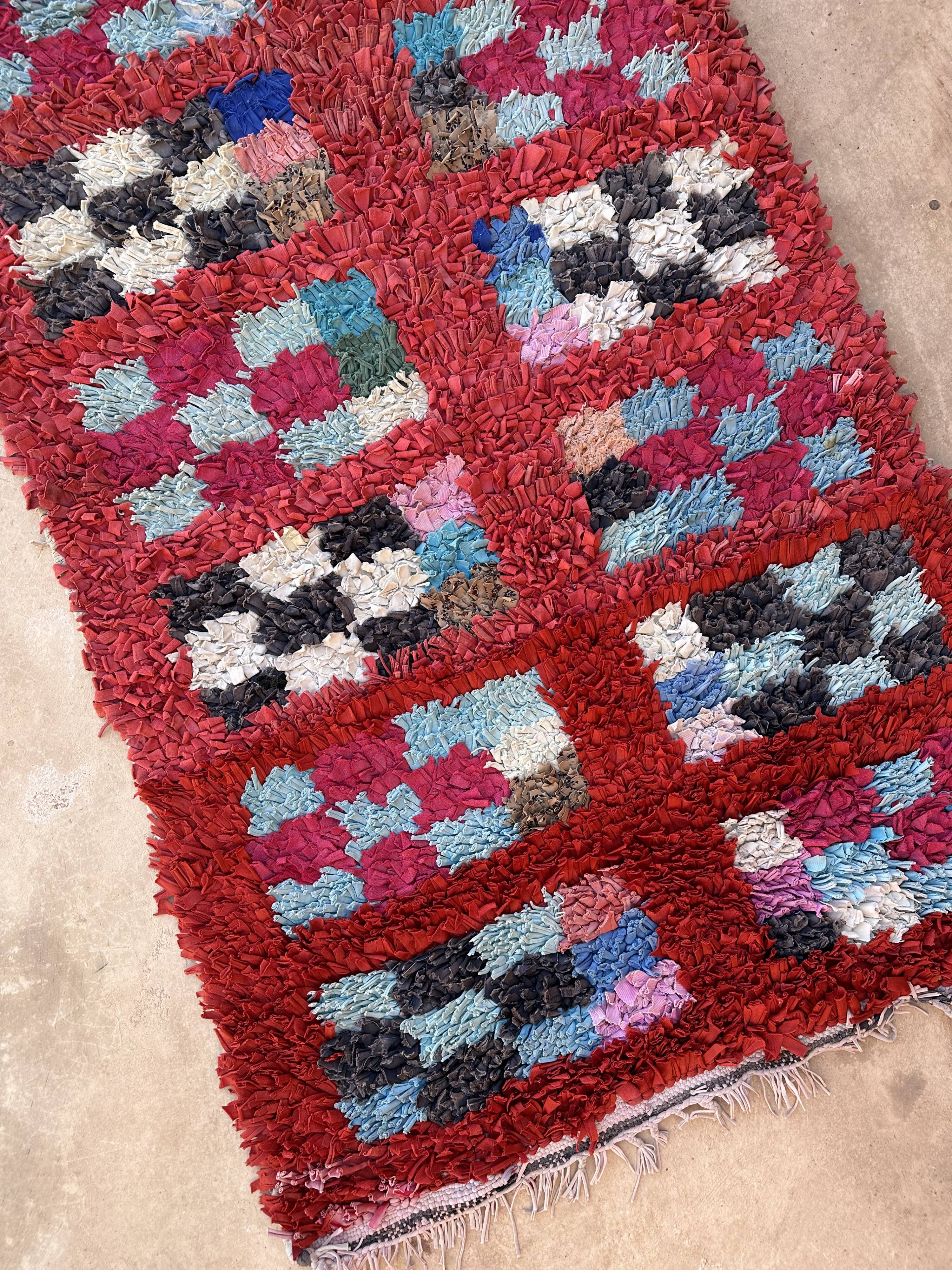 Colorful Boucherouite Moroccan rug - 93 x 245 cm