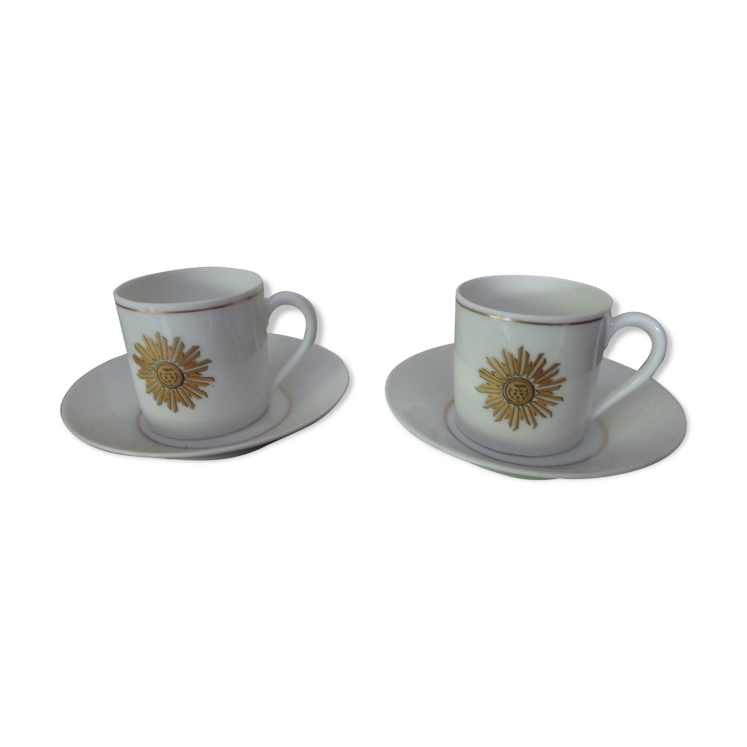 2 coffee cups and saucers in Limoges porcelain