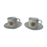 2 coffee cups and saucers in Limoges porcelain