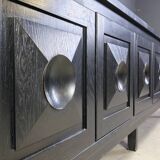 Ebonized wooden brutalist credenza, 1970s