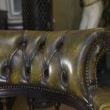 Rotating office chair in mahogany and upholstered leather, from the 1960s