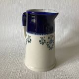 Saint-Uze pitcher in blue and white steel clay with floral decoration