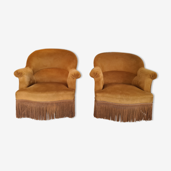 Lot de deux fauteuils crapaud