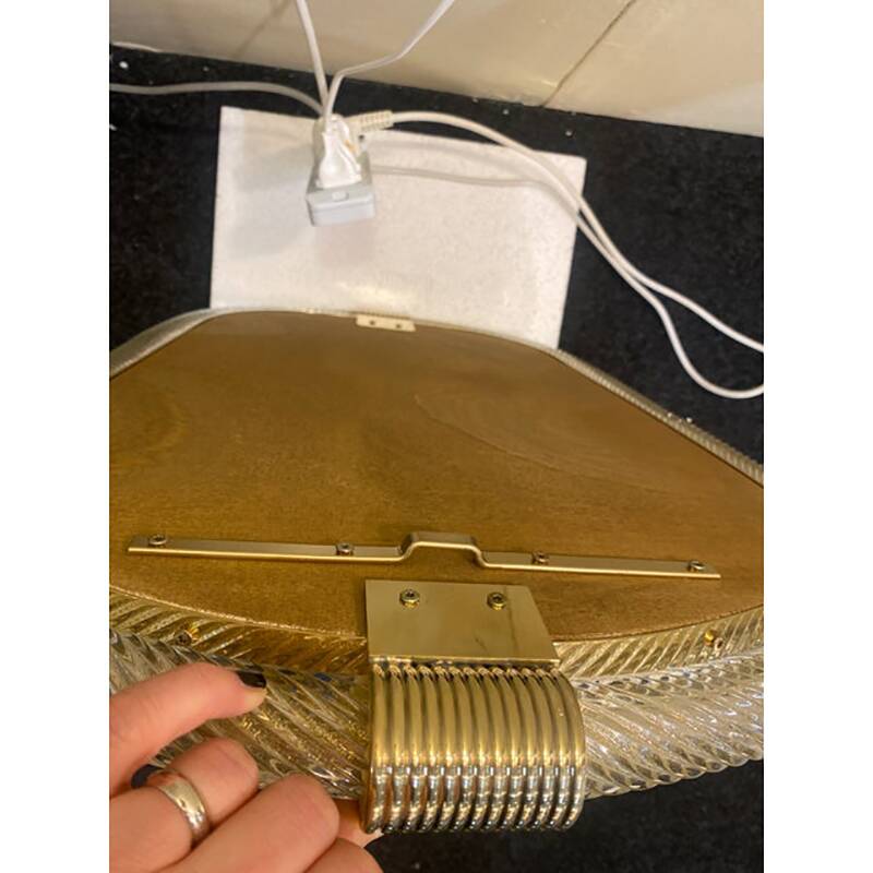 Impressive “Torciglione” Murano Glass Wall Mirror in Barovier Style