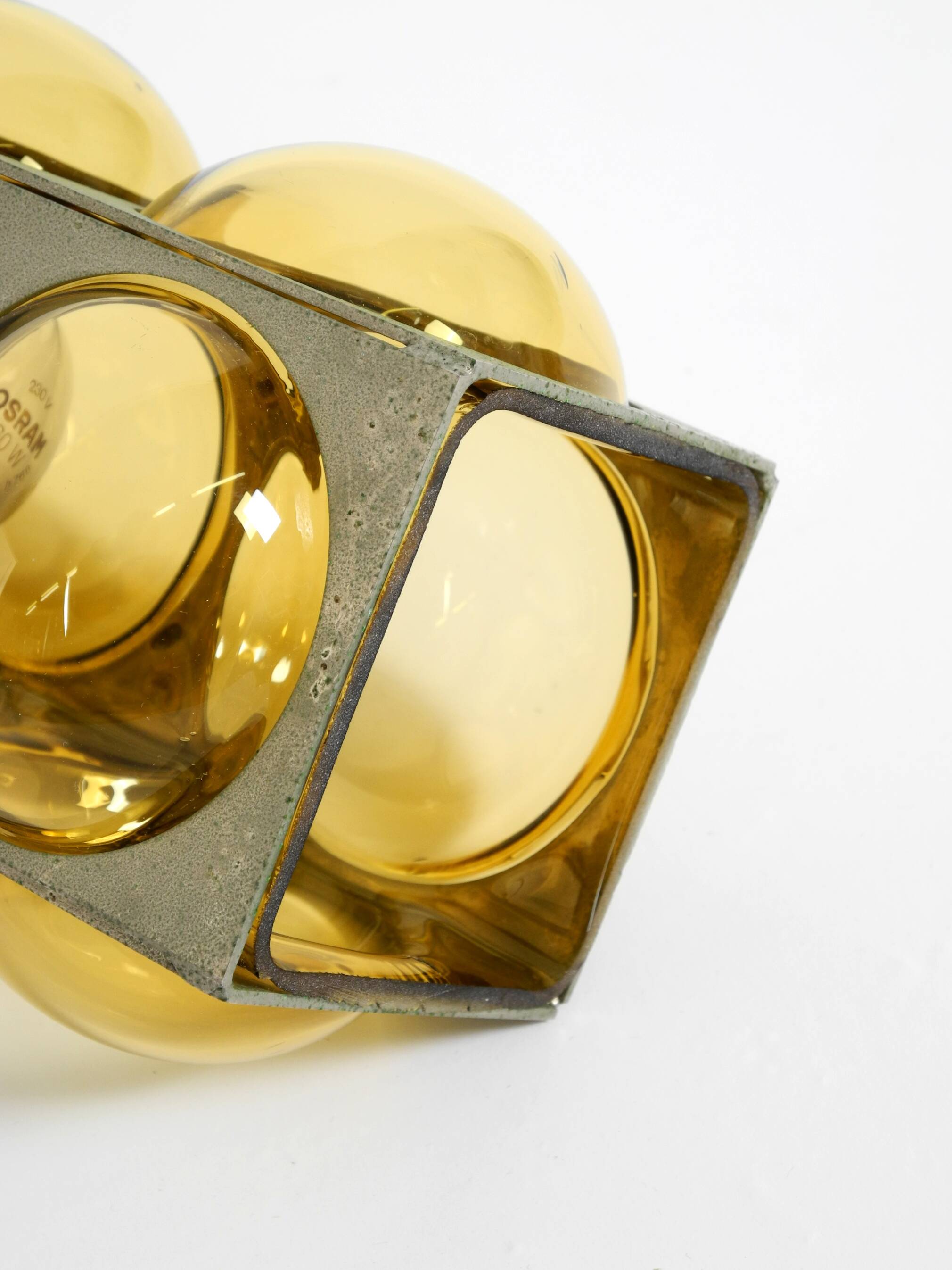 1960s Space Age pendant lamp by Temde made of glass and nickel-plated metal