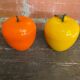 Ice Buckets Apple + Lemon Plastic Orange Yellow 70’s Vintage