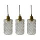 Set of three vintage pendant lamps in chiseled glass