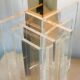 Large glamorous 1970s brass & lucite architectural table lamp