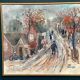 Original Swedish Oil On Panel – “Bygatan” By Kai Nielsen – Signed