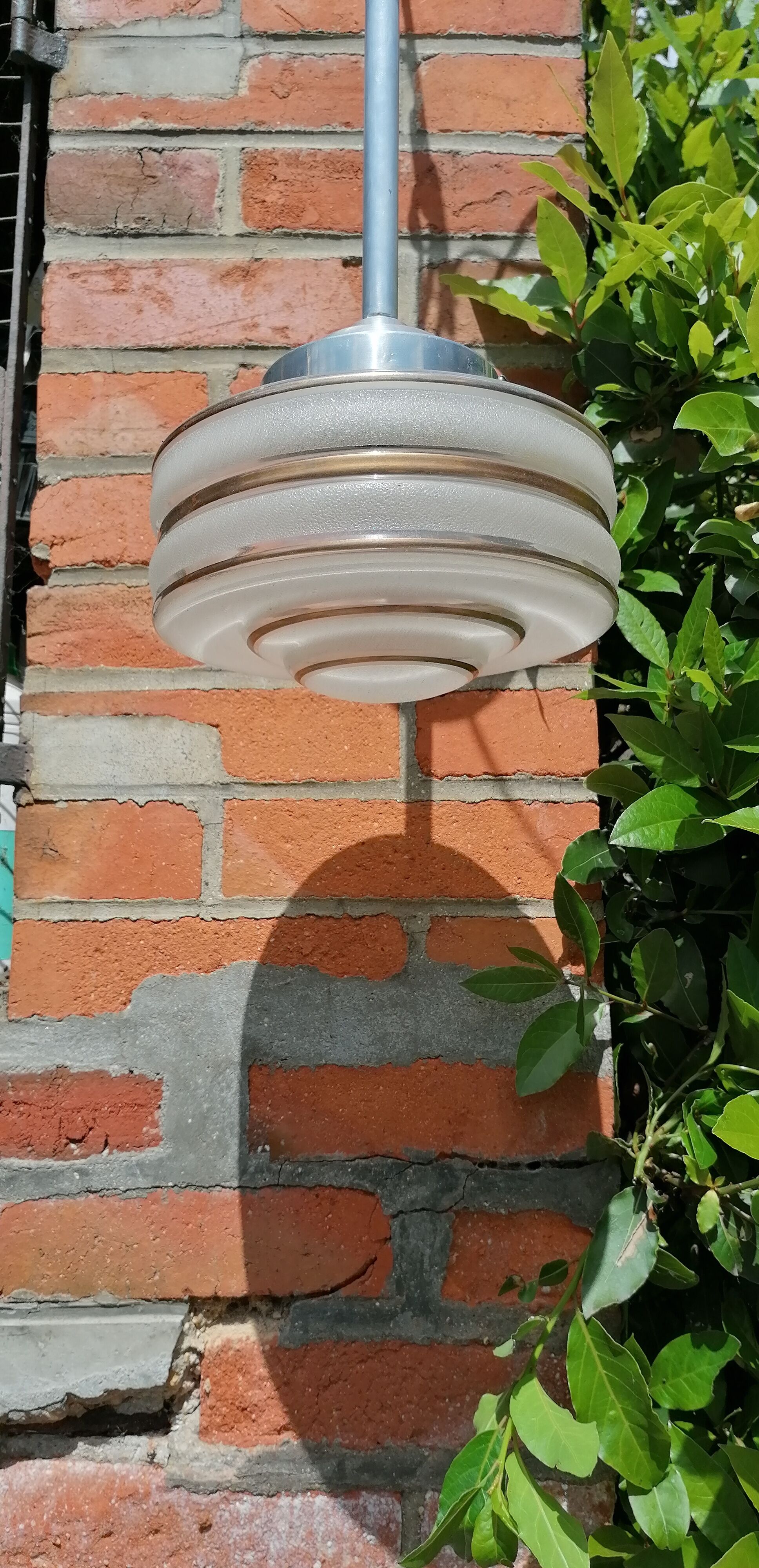 Suspension lamp globe granite glass and gilding, art deco style 30s