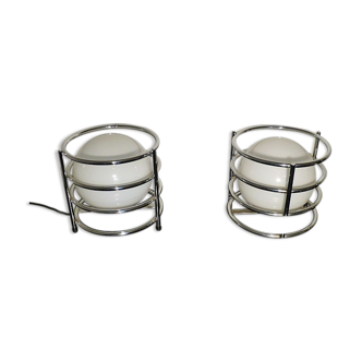 Pair of bedside lamp chrome 1970.