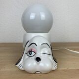 Ceramic dog lamp and opal globe