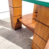 Small vintage wood and glass coffee table
