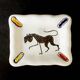 Small white and polychrome glazed ceramic ashtray, 1950s.