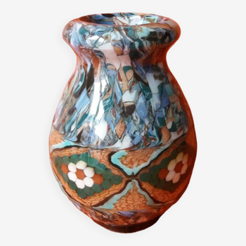 Vase Gerbino en terre colorée mosaïquée