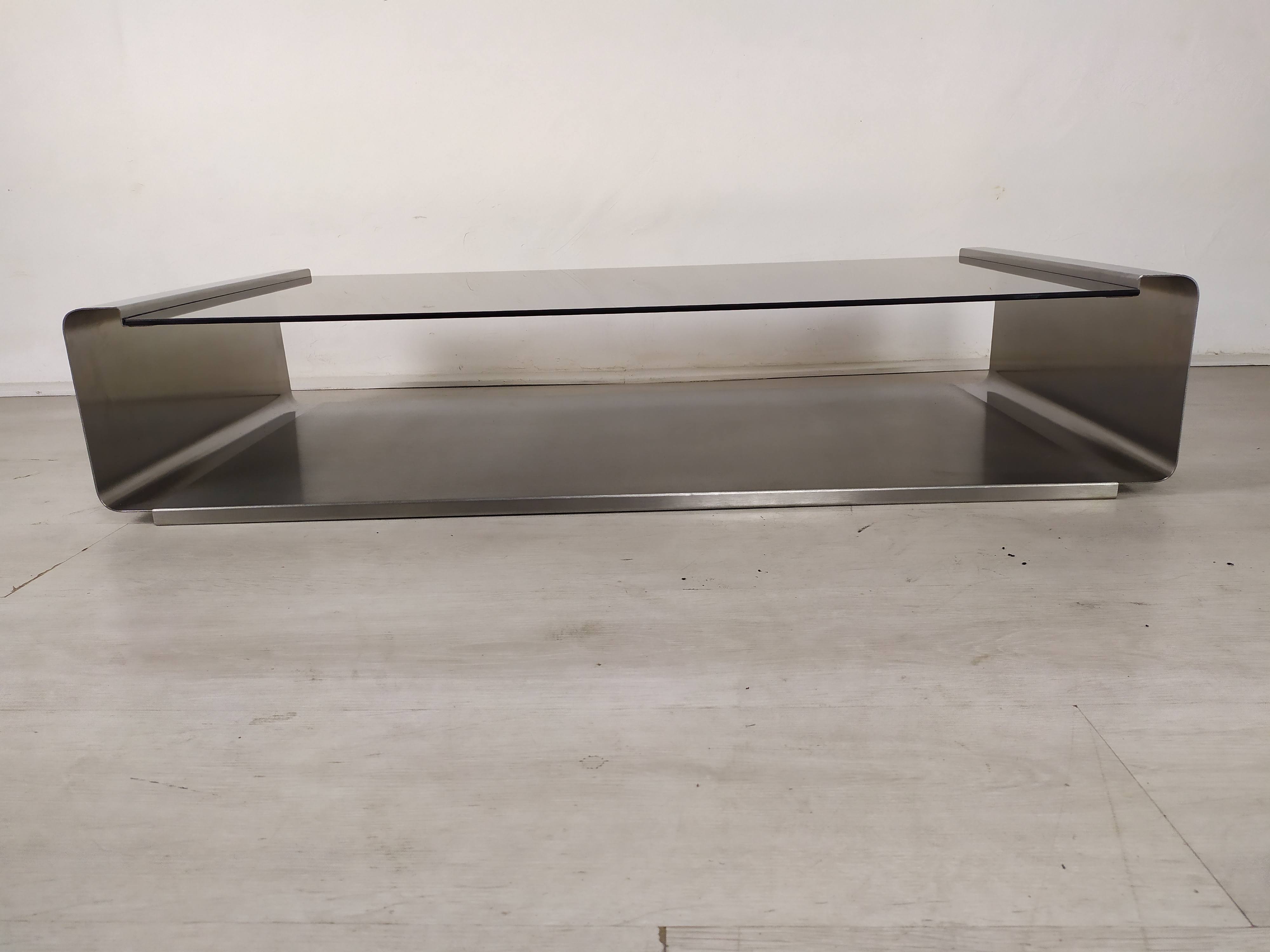 Stainless steel coffee table design Roche Bobois