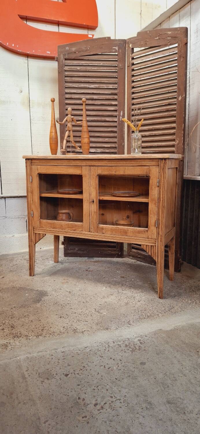 Old glass sideboard on legs