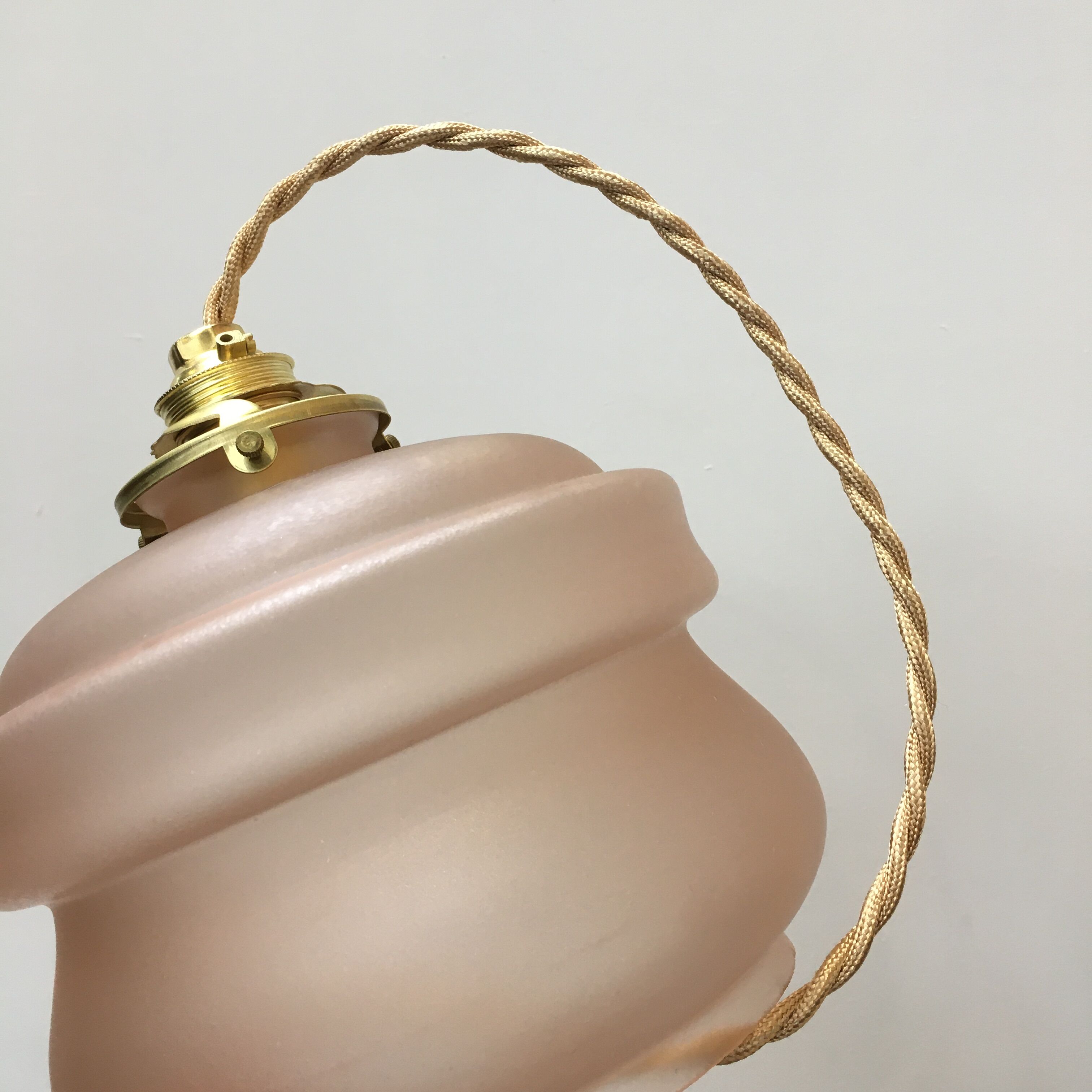 Art deco hanging in pink-apricot frosted glass