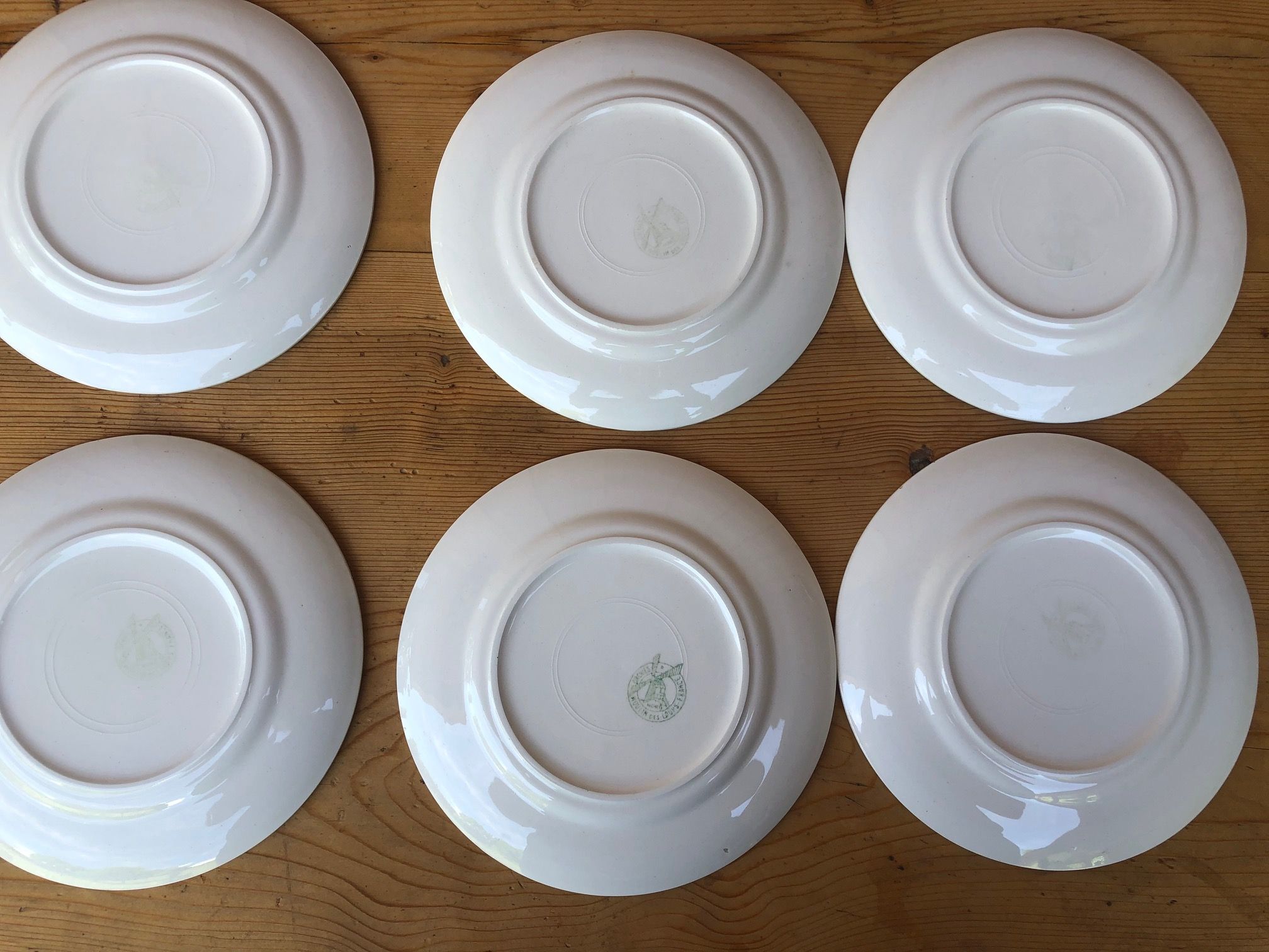 Set of 6 plates to desert Moulin des loups model tablecloth 50s/60s.