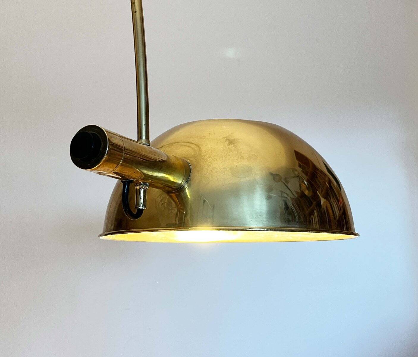 German Postmodern Vintage Brass Arc Floor Lamp with Clamp Rod attributed to Florian Schulz, 1970s