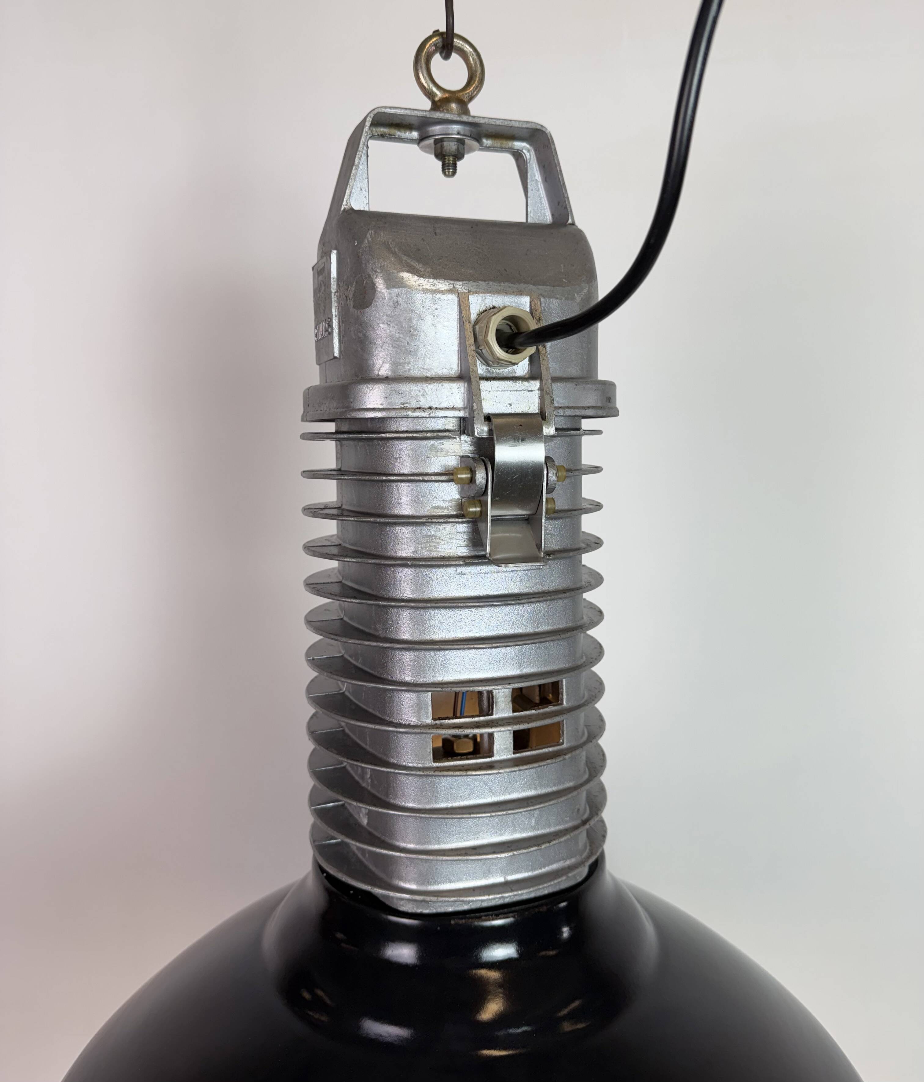 Large Industrial Black Enamel Factory Pendant Lamp from Philips, 1960s