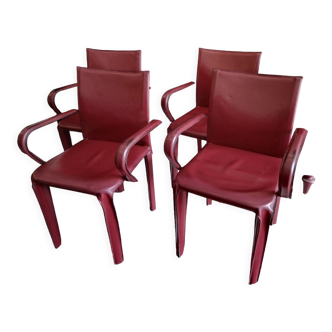 4 burgundy leather chairs