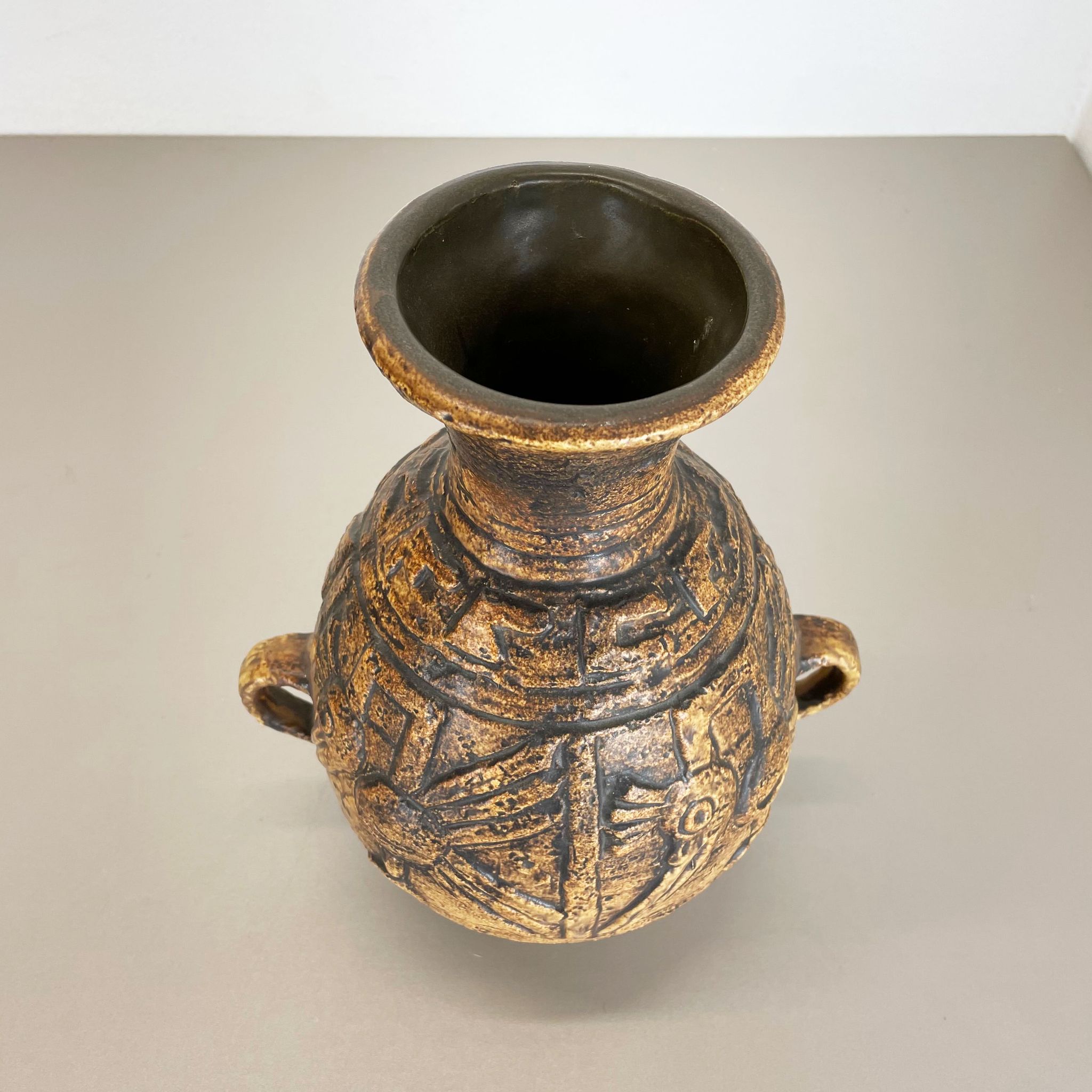 Fat lava pottery "maya tiki" vase by jasba ceramics, germany, 1970s