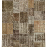 Hand-Knotted Oriental Vintage 198 cm x 300 cm Brown Patchwork Carpet
