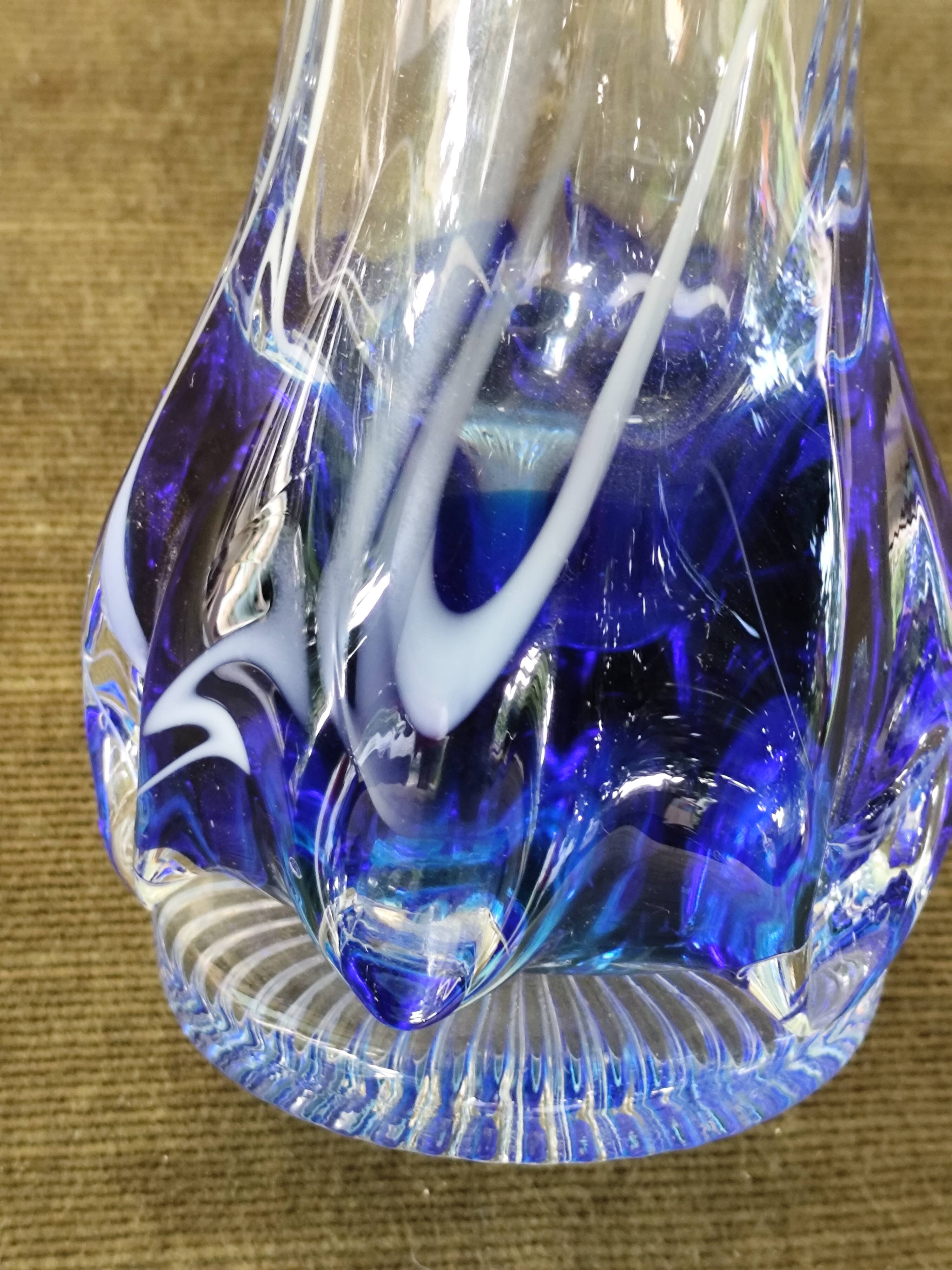 Large vintage blue glass vase