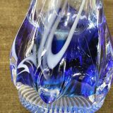Large vintage blue glass vase