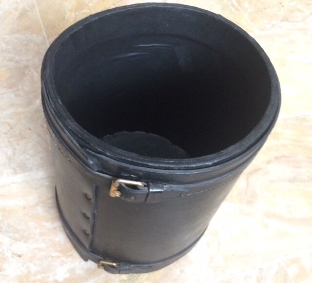 1950 leather paper basket