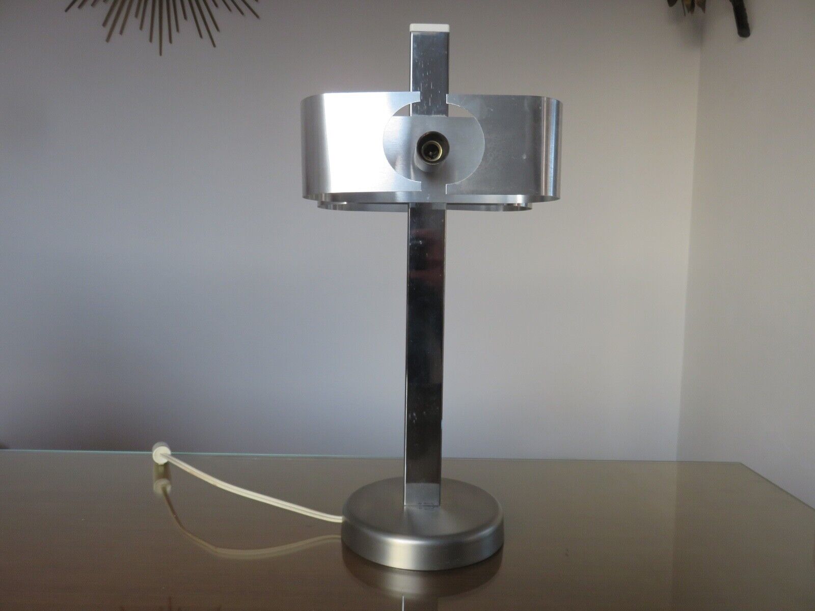 Space age lamp in brushed metal and chromed metal 1970