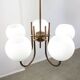 Vintage Italian Brass and Opaline Chandelier in Copper Color, 70s