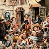 M. Elitzo "Market scene" Oil on canvas