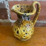 Antique pitcher cyclops enamels honey yellow vallauris fat lava vintage