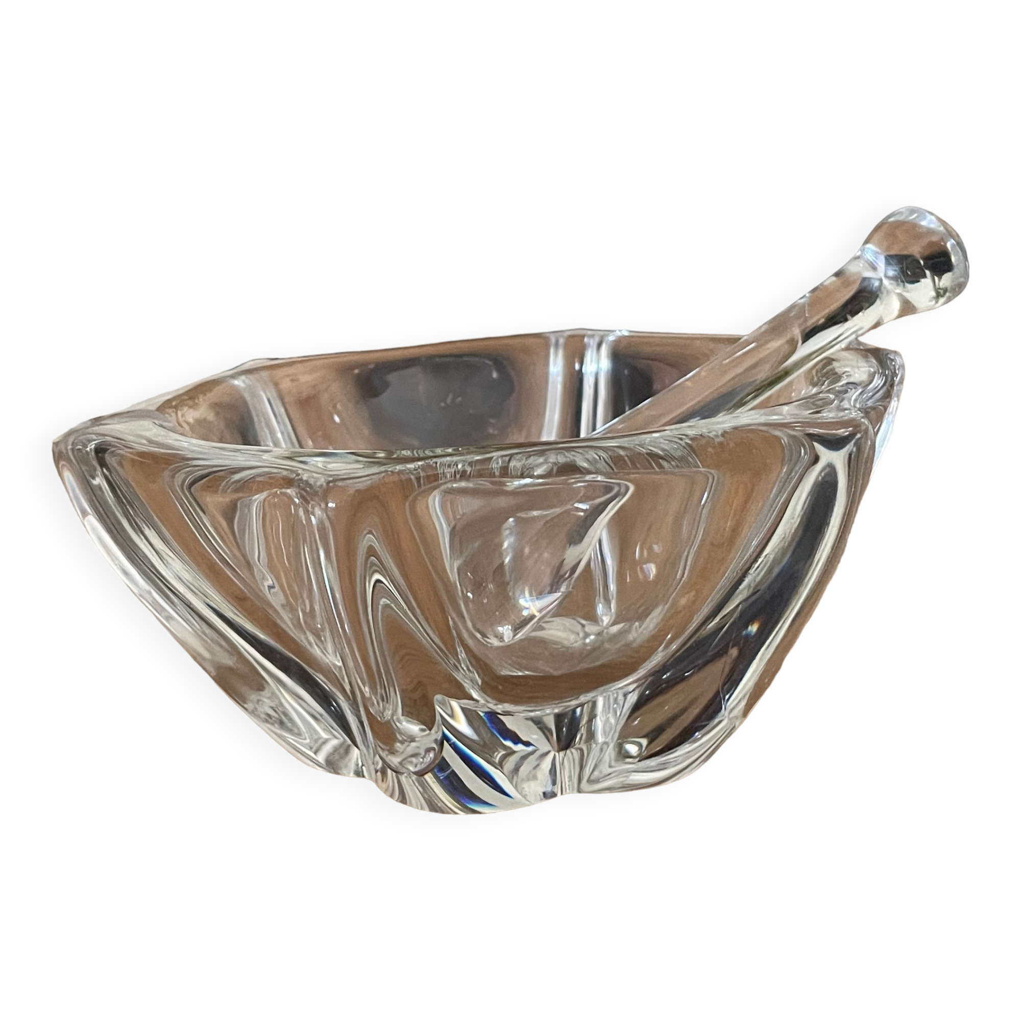 Large Daum crystal mortar