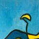 Abstract woman lying down, oil on cardboard signed.