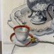 The silverware, still life, oil on canvas signed Burton 1983.