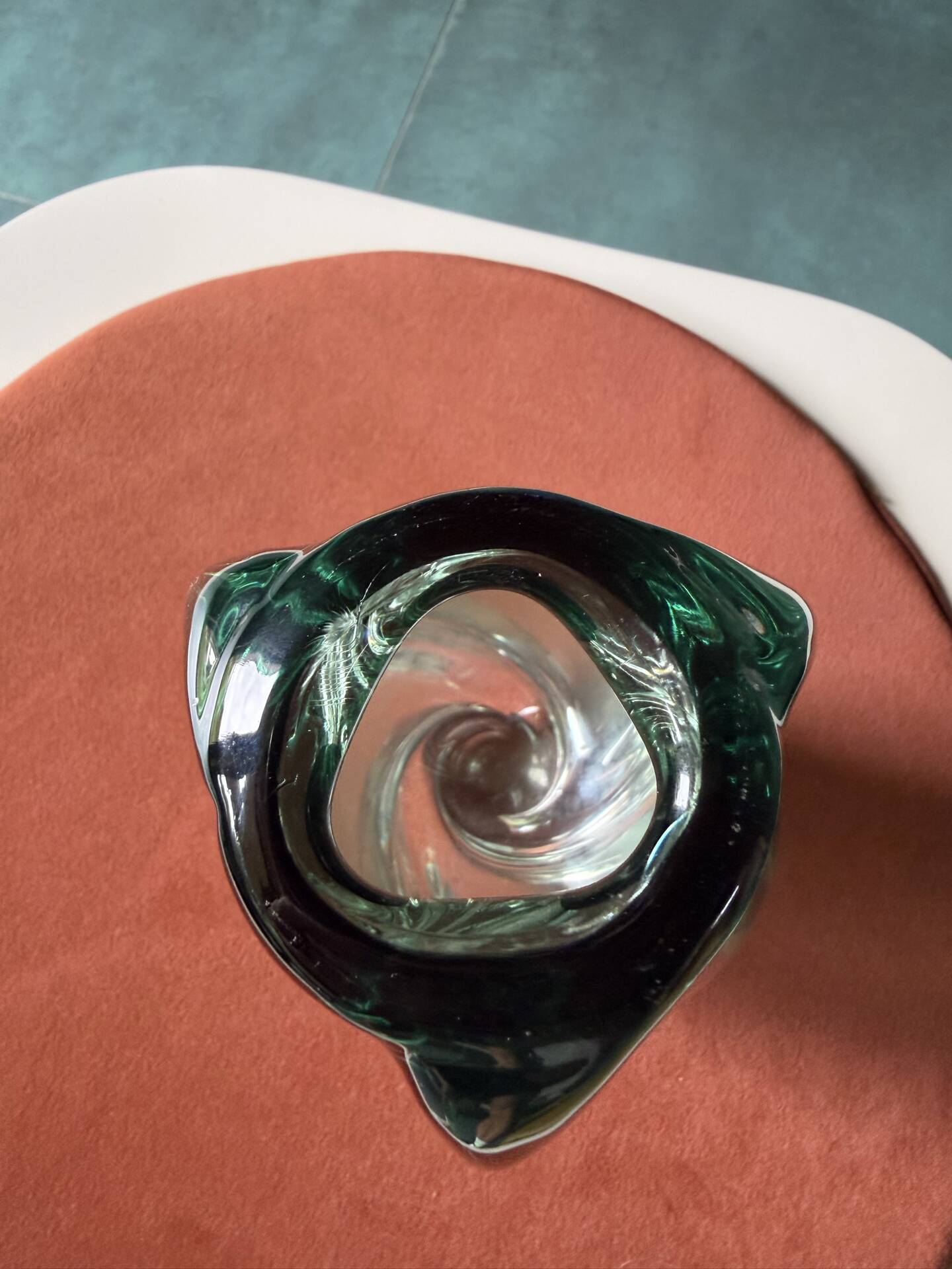 Transparent green crystal vase from Val Saint Lambert.
