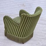 1960s, Danish armchair, original green furniture velour.