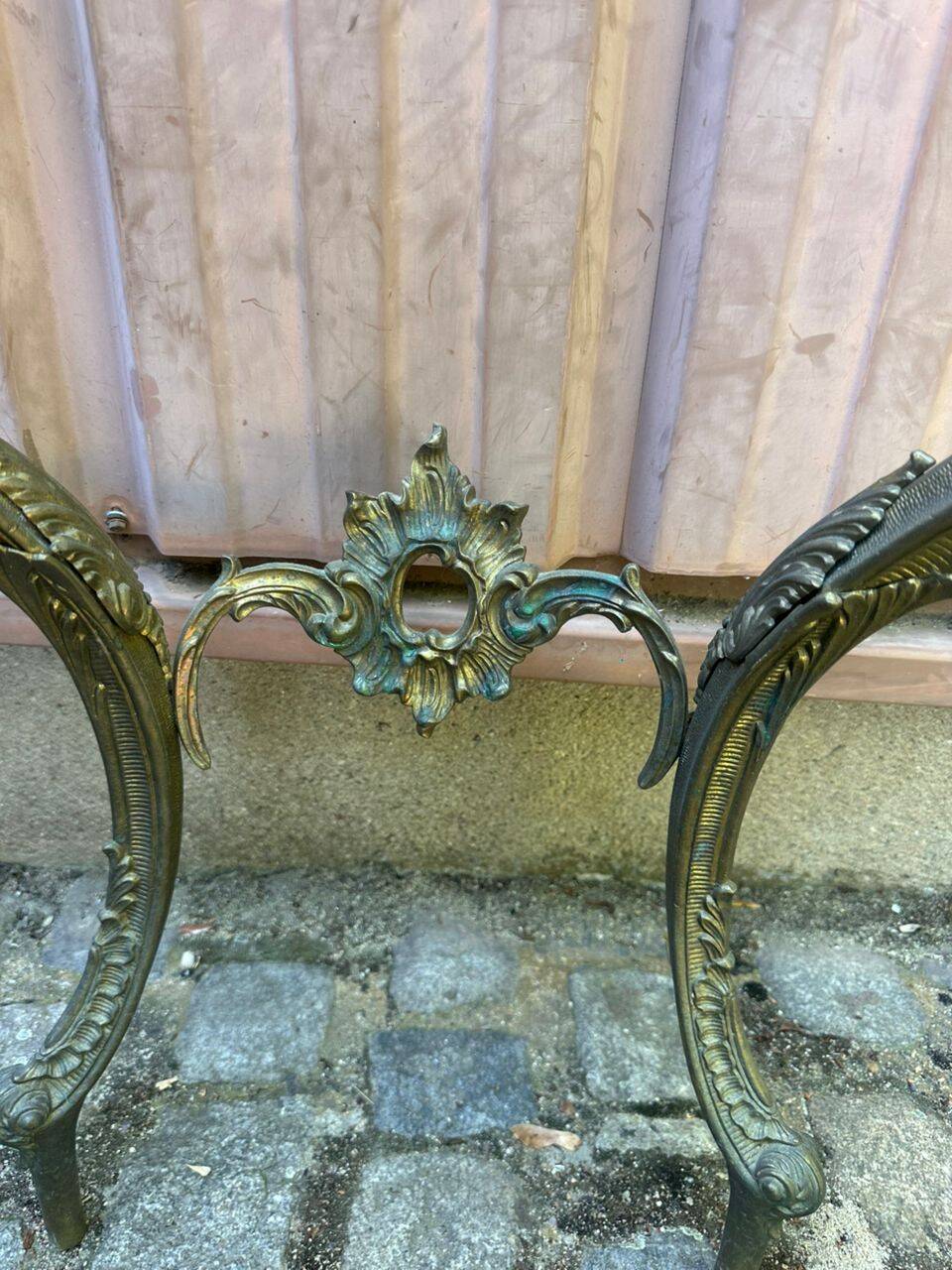 Console d'applique murale de style Louis XV bronze doré et marbre vert XIXè