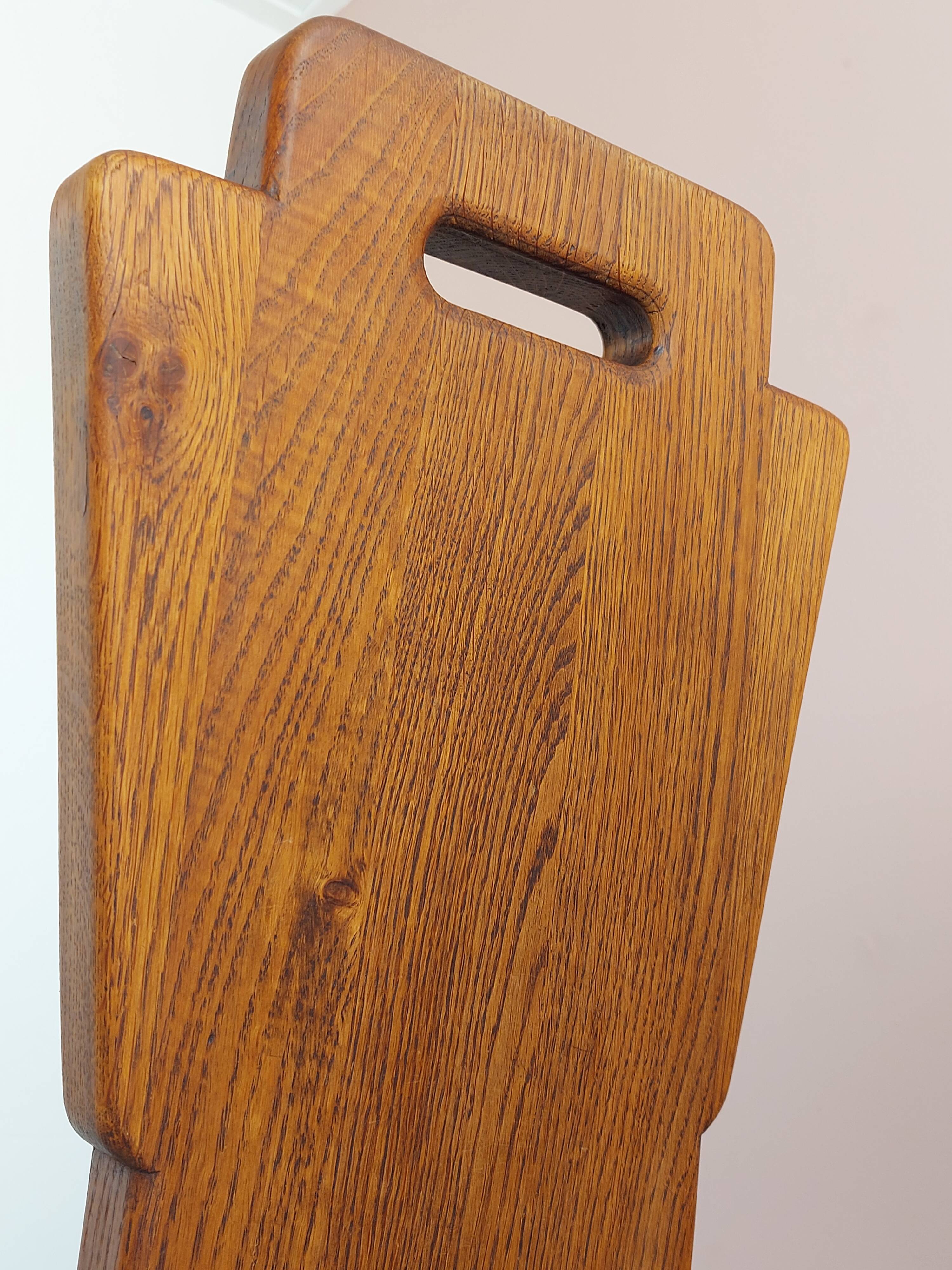 Set of 4 Belgian Brutalist Oak Dining Chairs.